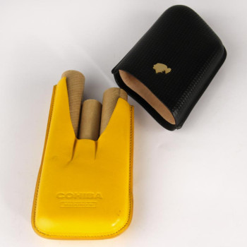 Cohiba Etui Leder Maduro 3er black yellow