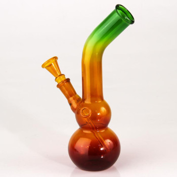 Bong Glas"Rasta Glas"gebogen 22cm.Durchm.28mm 14,5er