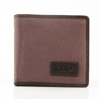 Zippo Herren-Geldbeutel quer Textil/innen Leder Mocca/grau