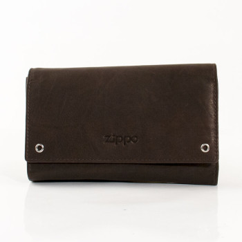 Kožená peněženka Zippo Biker s řetízkem, mokka, s přihrádkou na Zippo