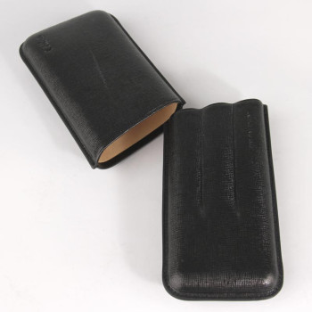 COLIBRI Cigarren Schiebe-Etui Leder schwarz  3er - 1