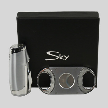 SKY 3-Flammen-Jet und Cigarrenabschneider in Chrom - 1