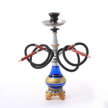 Modern Shisha Wasserpfeife "Iped" blau/gold 2er/48cm - 1