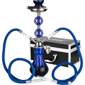 Hookah Wasserpfeife 36 cm 2er blau im Alukoffer