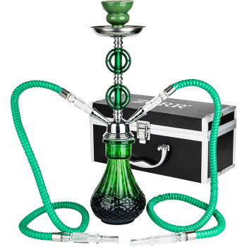 Hookah Wasserpfeife 36 cm 2er grün im Alukoffer - 1