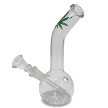 Bong Glas"Small Leaf"bauch.geb.19cm.Durchm.20mm,12er