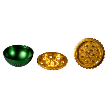 Grinder Alu "Kugel" grün/gold 4-tlg. Ø 62mm/H64mm - 3