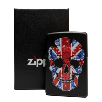 Zippo schwarz color "British Flag Skull" 60003885