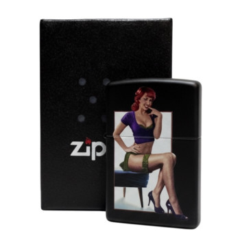 Zippo schw. matt color"Rockabilly sitting lady" 60002622