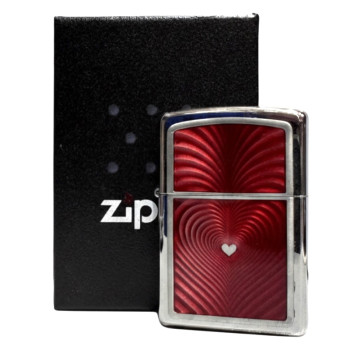 Zippo chrom pol. Plakette "Red 3D Heart" 2004533